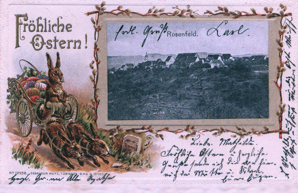 Antike Postkarte zu Ostern aus Rosenfeld