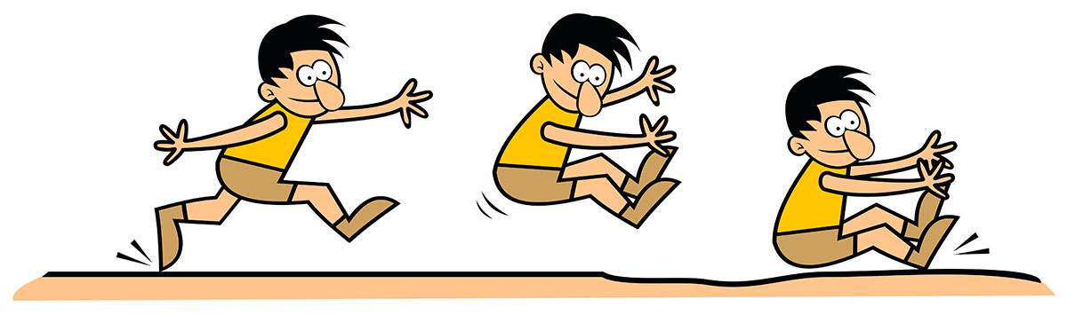 Illustration eine Kindes beim Weitsprung